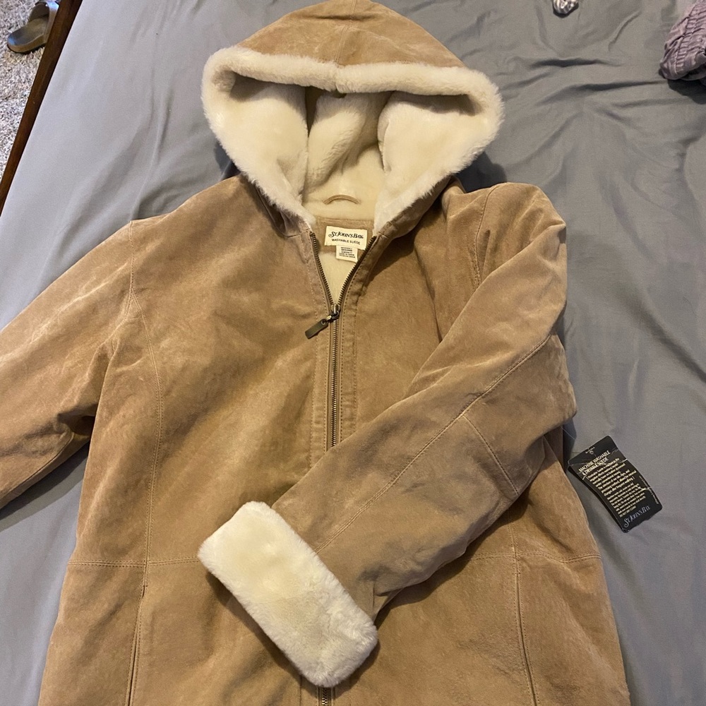 St. John’s Bay washable sued coat lined with fur